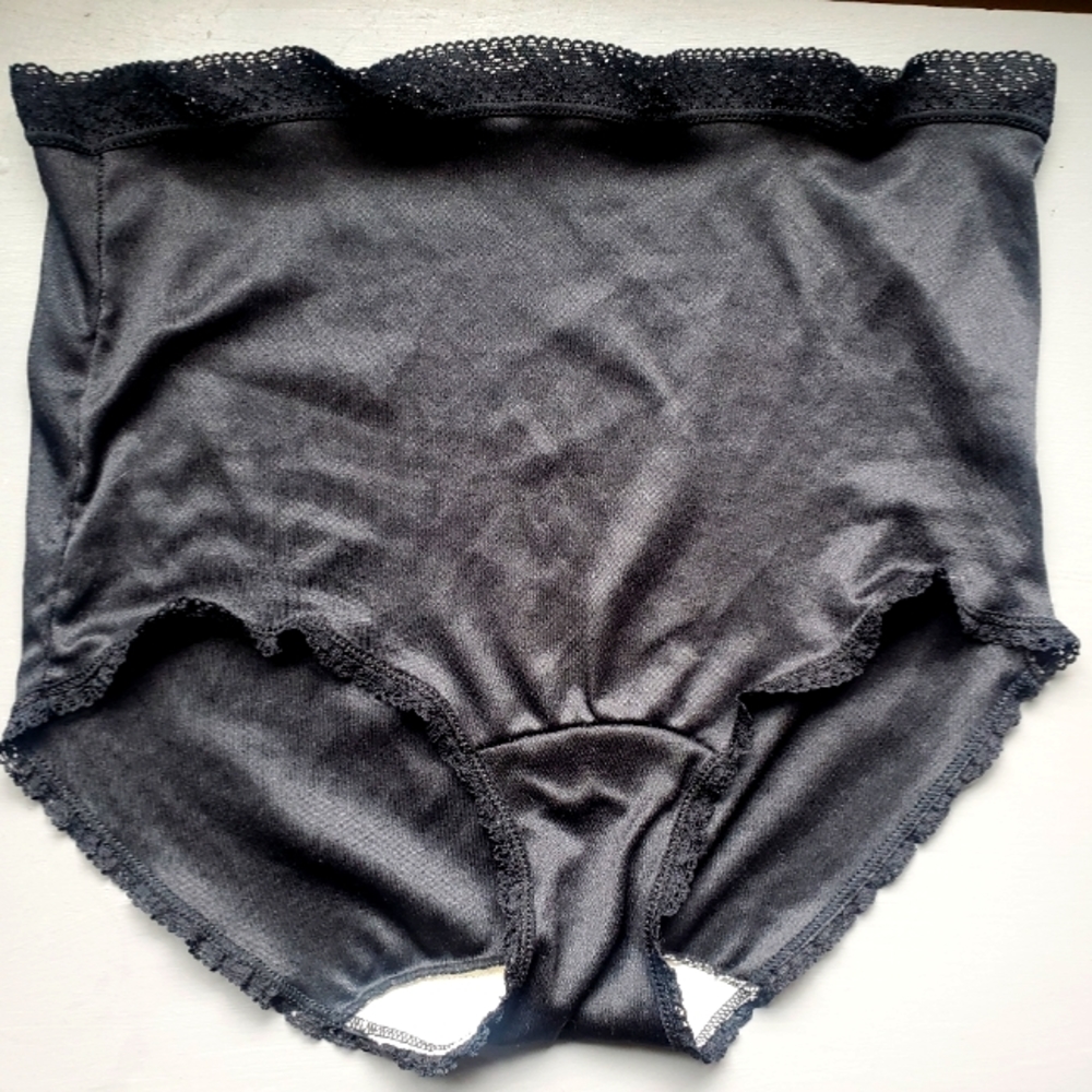 Vintage Black High Waisted Hipster Panties Size 5/7 Hips 34-38